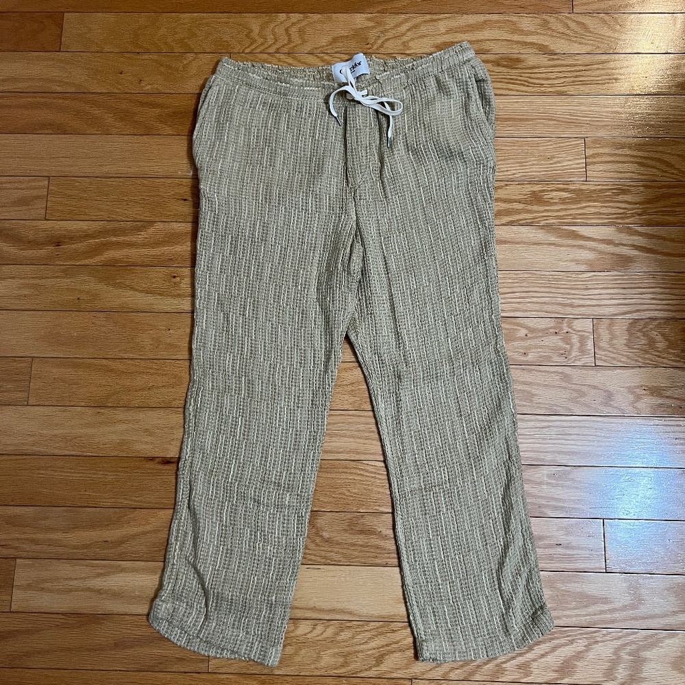 Corridor Tan Woven Drawstring Pants, Medium